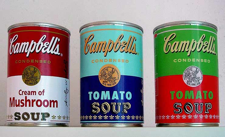 le lattine di zuppa Campbell's di Warhol