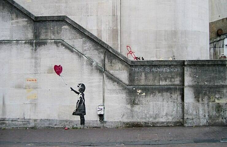 bambina con palloncino opera di Bansky