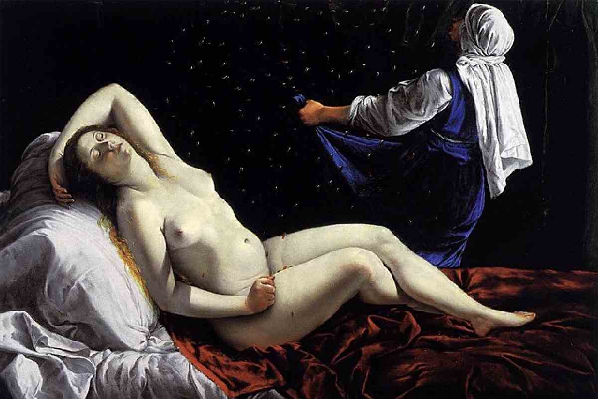 Danae di Gentileschi: donna nuda sdraiata e disperata