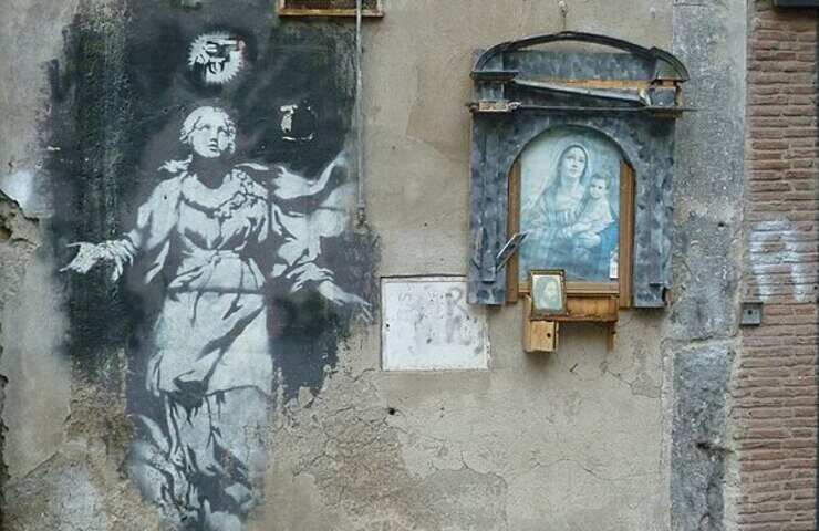 madonna con pistola opera di Bansky