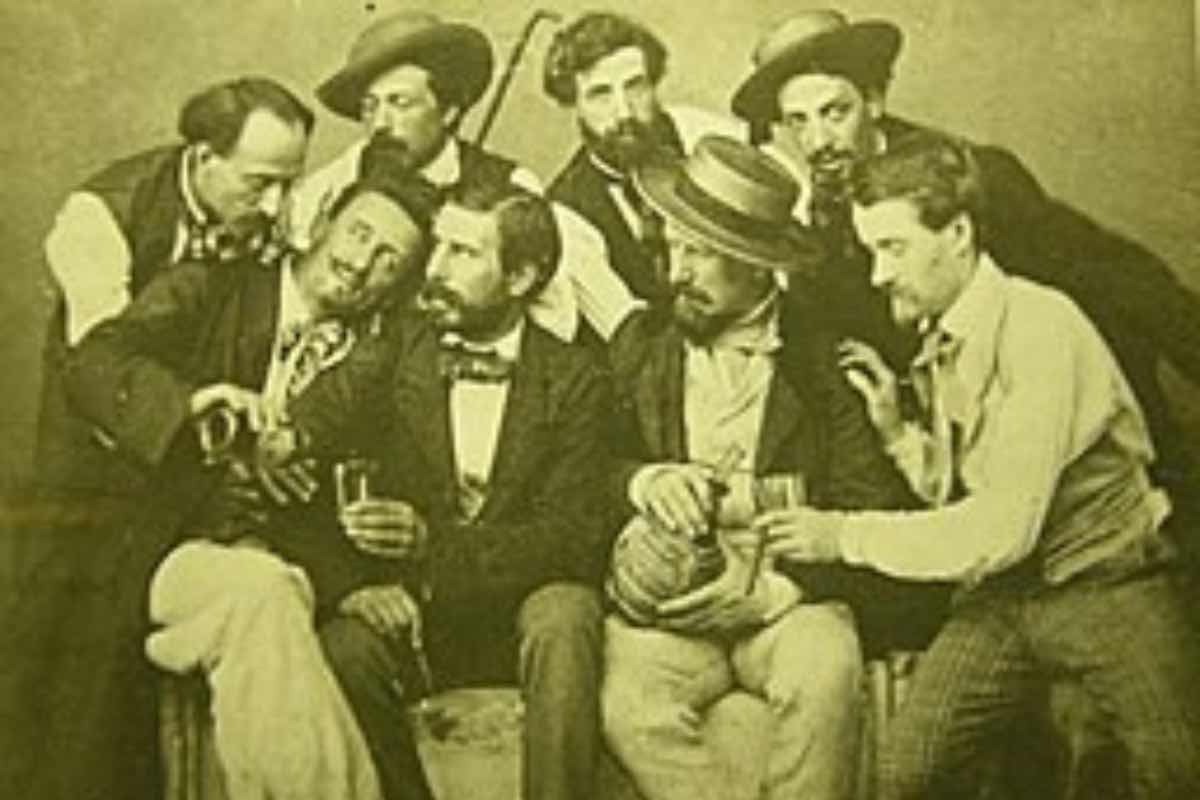 Gruppo di artisti Macchiaioli al Caffè